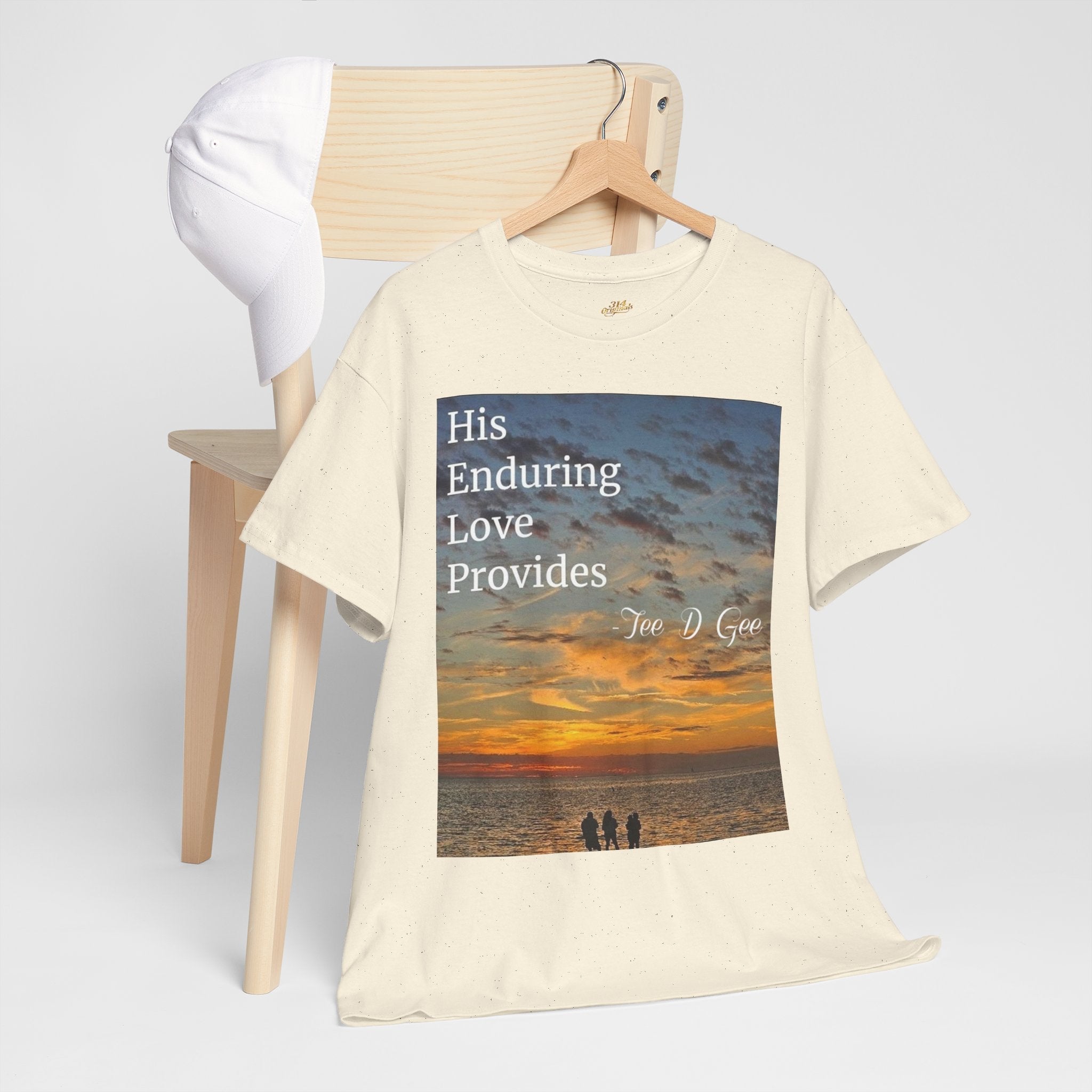 Christian Sunset T‑Shirt – "His Enduring Love Provides" Inspirational Gospel Tee - 314 Originals