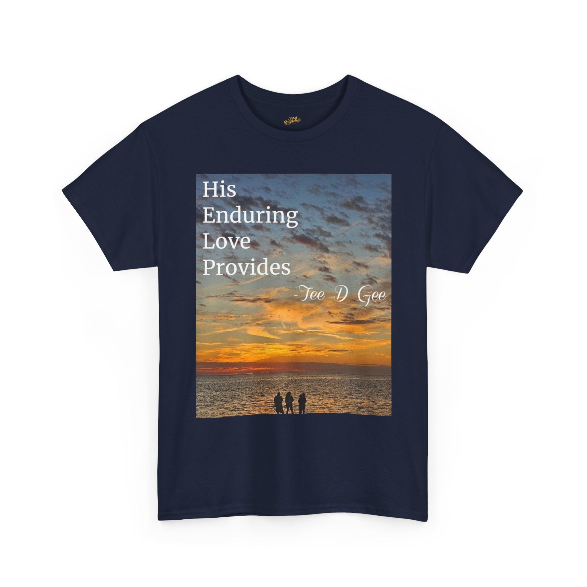 Christian Sunset T‑Shirt – "His Enduring Love Provides" Inspirational Gospel Tee - 314 Originals