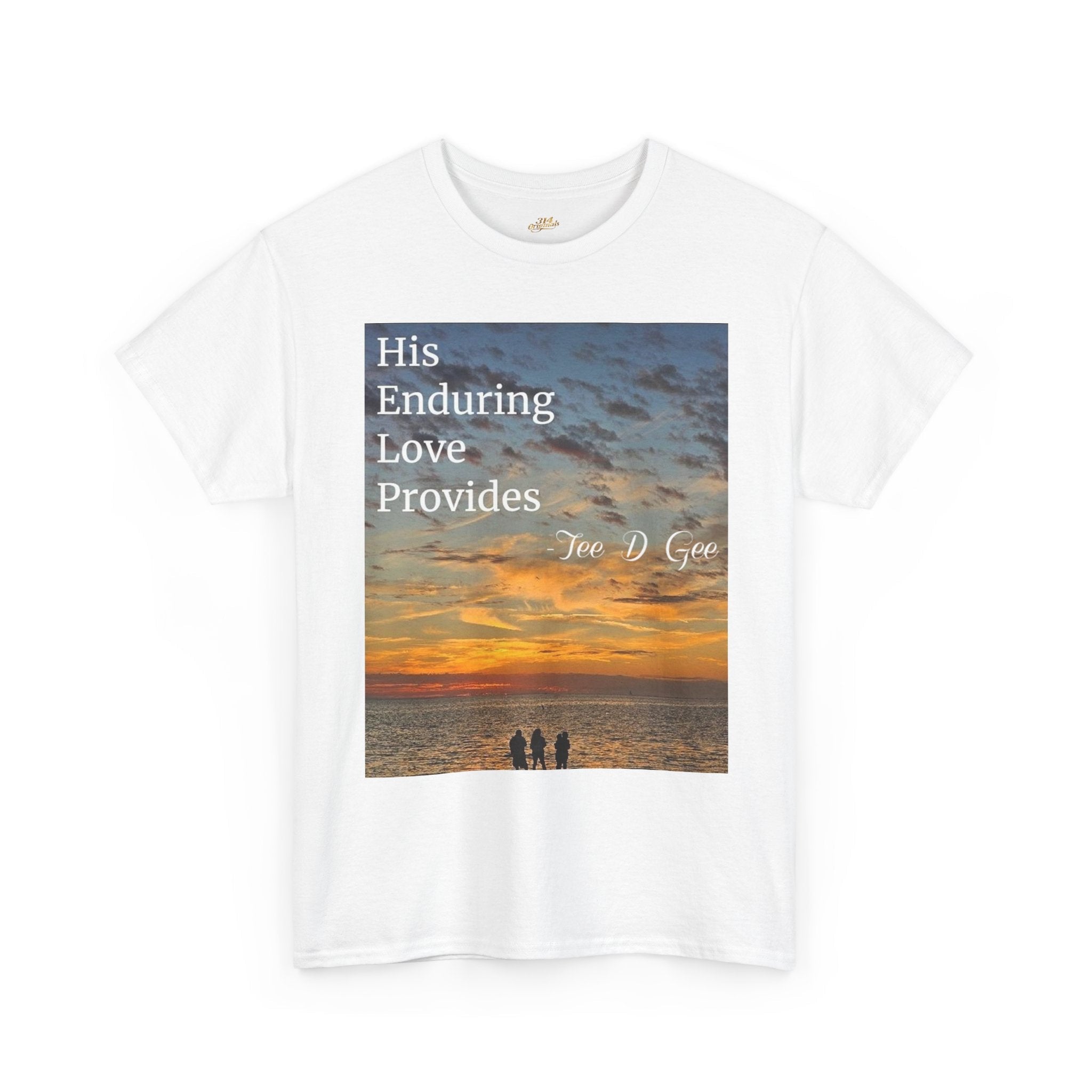 Christian Sunset T‑Shirt – "His Enduring Love Provides" Inspirational Gospel Tee - 314 Originals