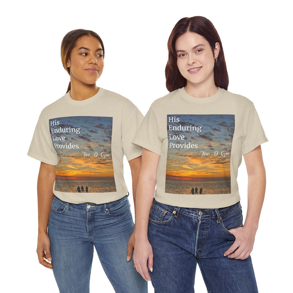 Christian Sunset T‑Shirt – "His Enduring Love Provides" Inspirational Gospel Tee - 314 Originals