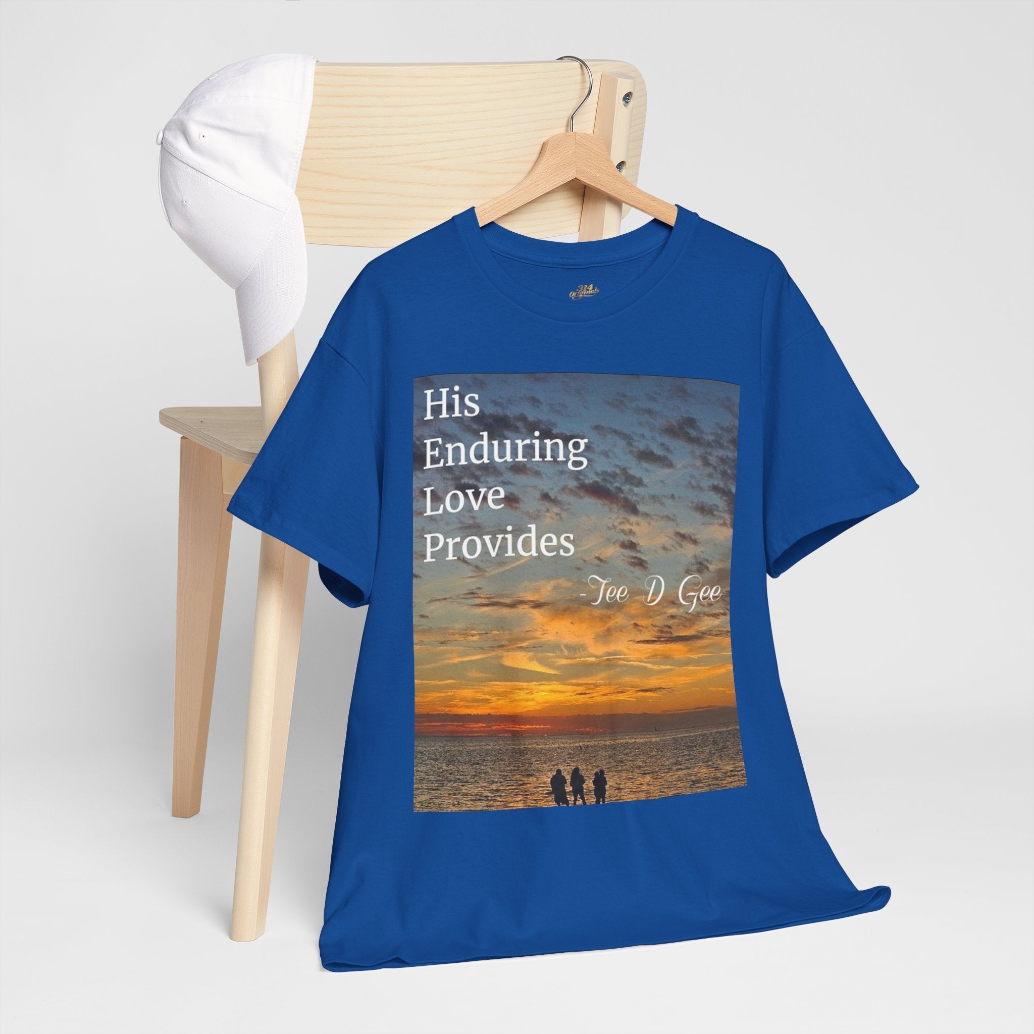 Christian Sunset T‑Shirt – "His Enduring Love Provides" Inspirational Gospel Tee - 314 Originals