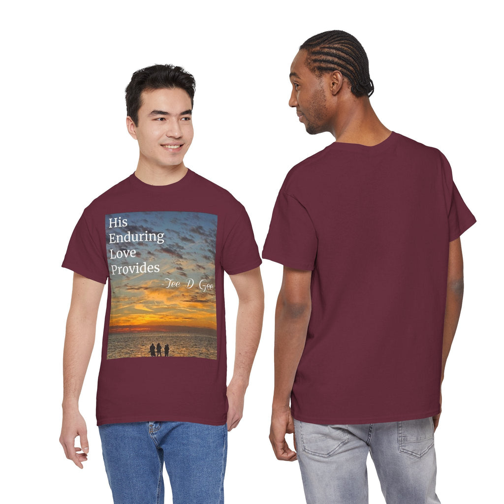 Christian Sunset T‑Shirt – "His Enduring Love Provides" Inspirational Gospel Tee - 314 Originals