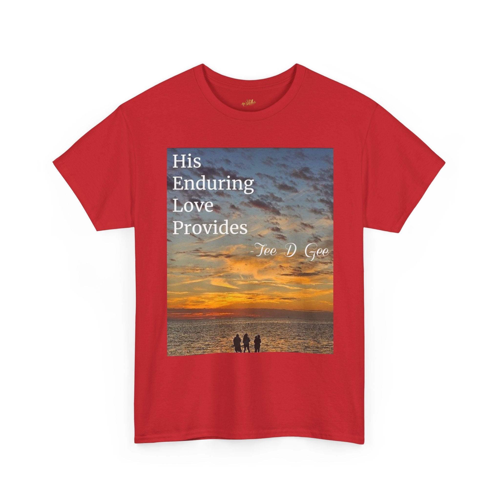 Christian Sunset T‑Shirt – "His Enduring Love Provides" Inspirational Gospel Tee - 314 Originals