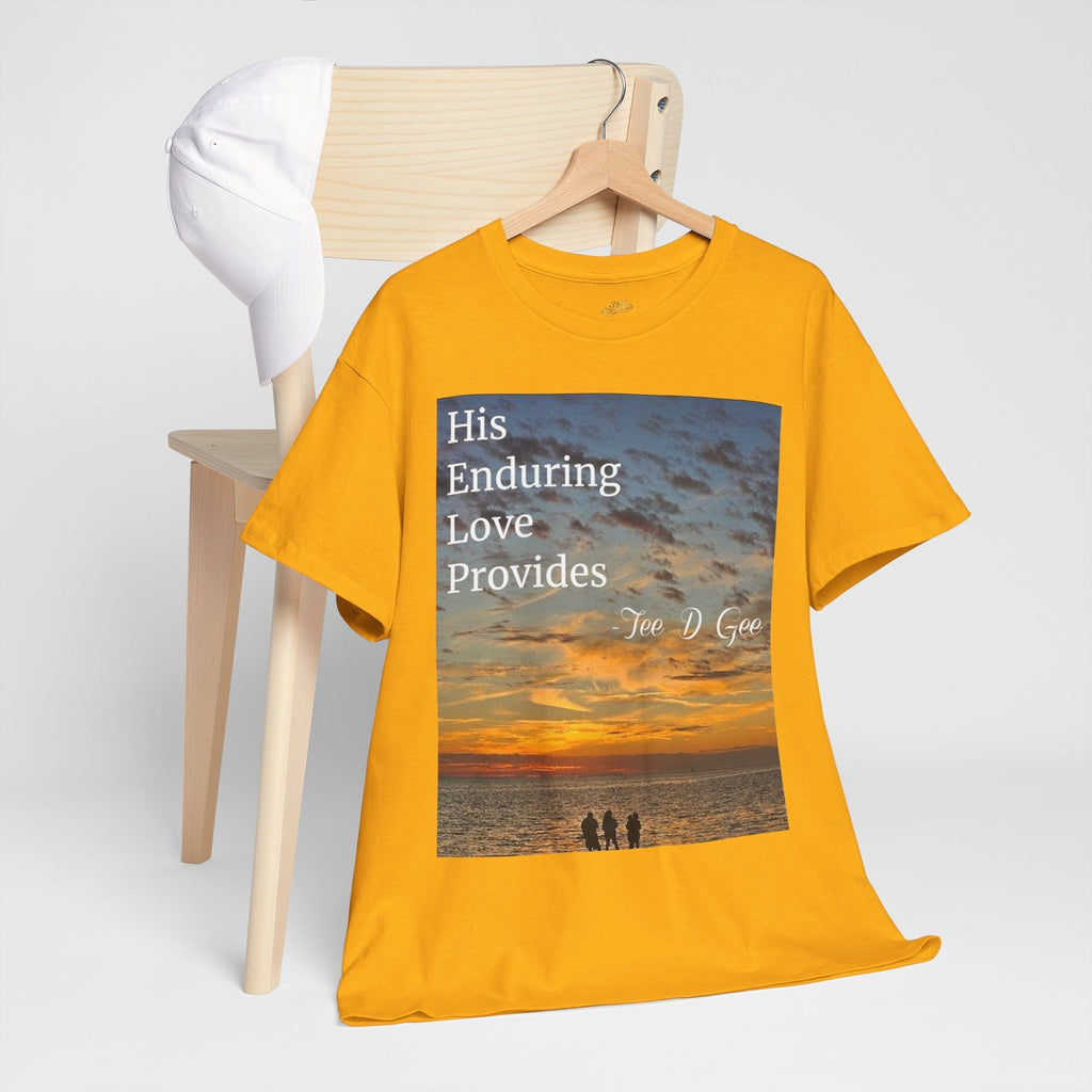 Christian Sunset T‑Shirt – "His Enduring Love Provides" Inspirational Gospel Tee - 314 Originals