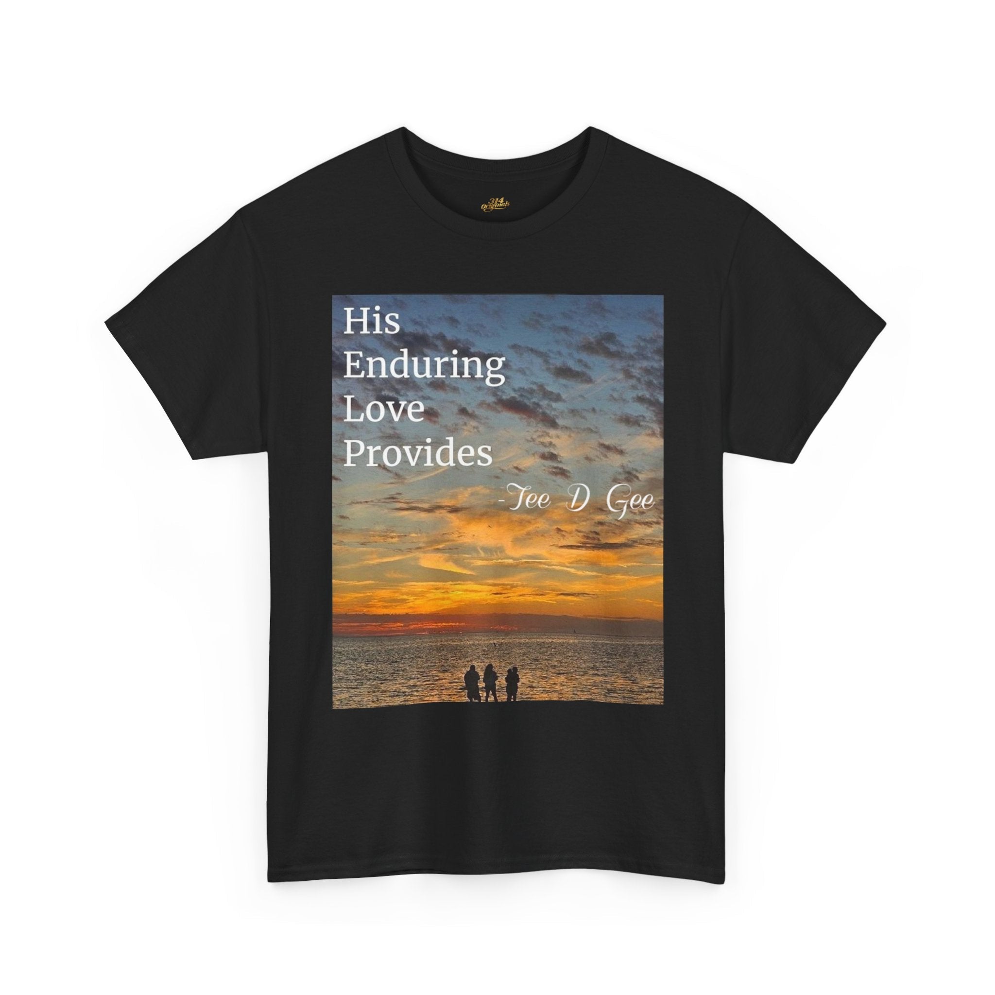Christian Sunset T‑Shirt – "His Enduring Love Provides" Inspirational Gospel Tee - 314 Originals