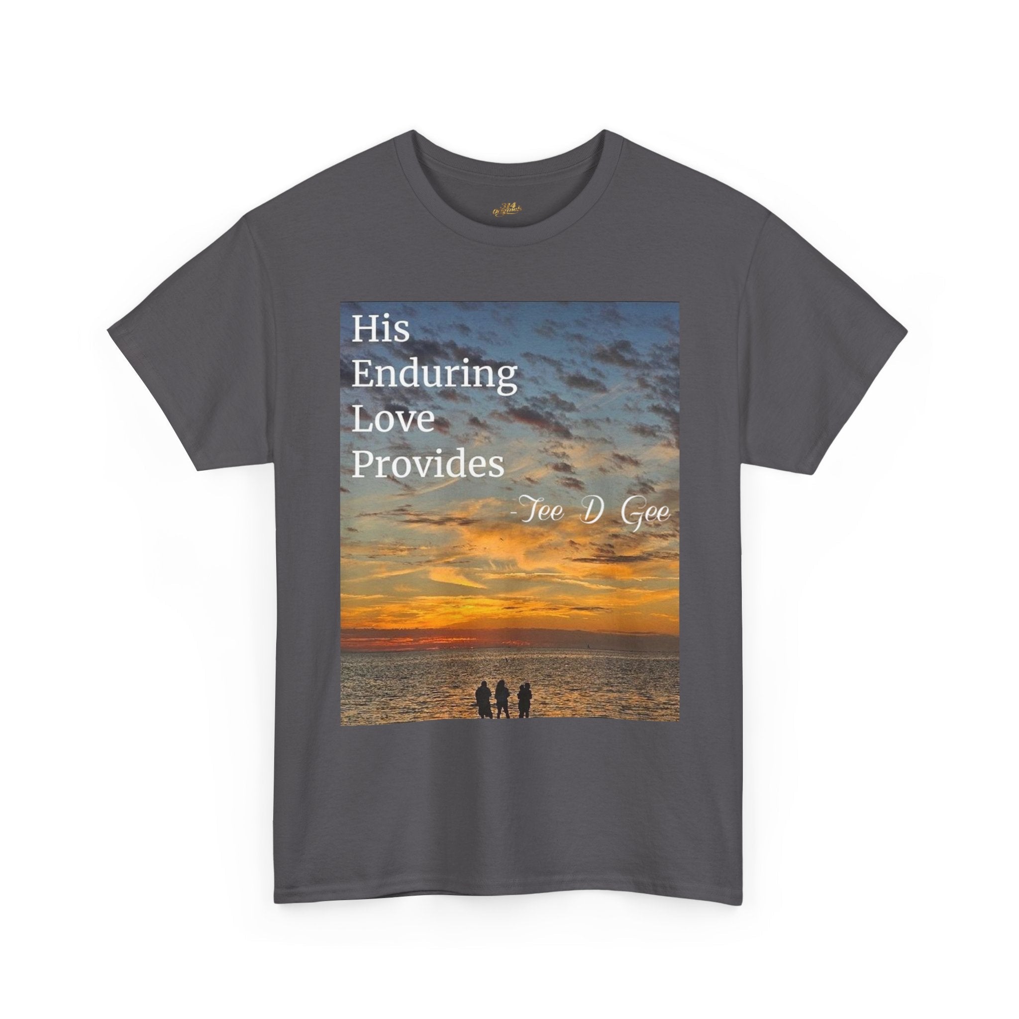 Christian Sunset T‑Shirt – "His Enduring Love Provides" Inspirational Gospel Tee - 314 Originals