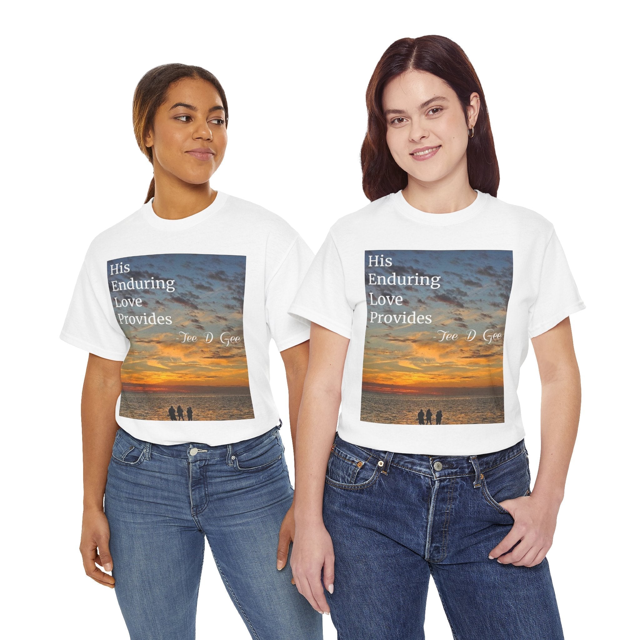 Christian Sunset T‑Shirt – "His Enduring Love Provides" Inspirational Gospel Tee - 314 Originals