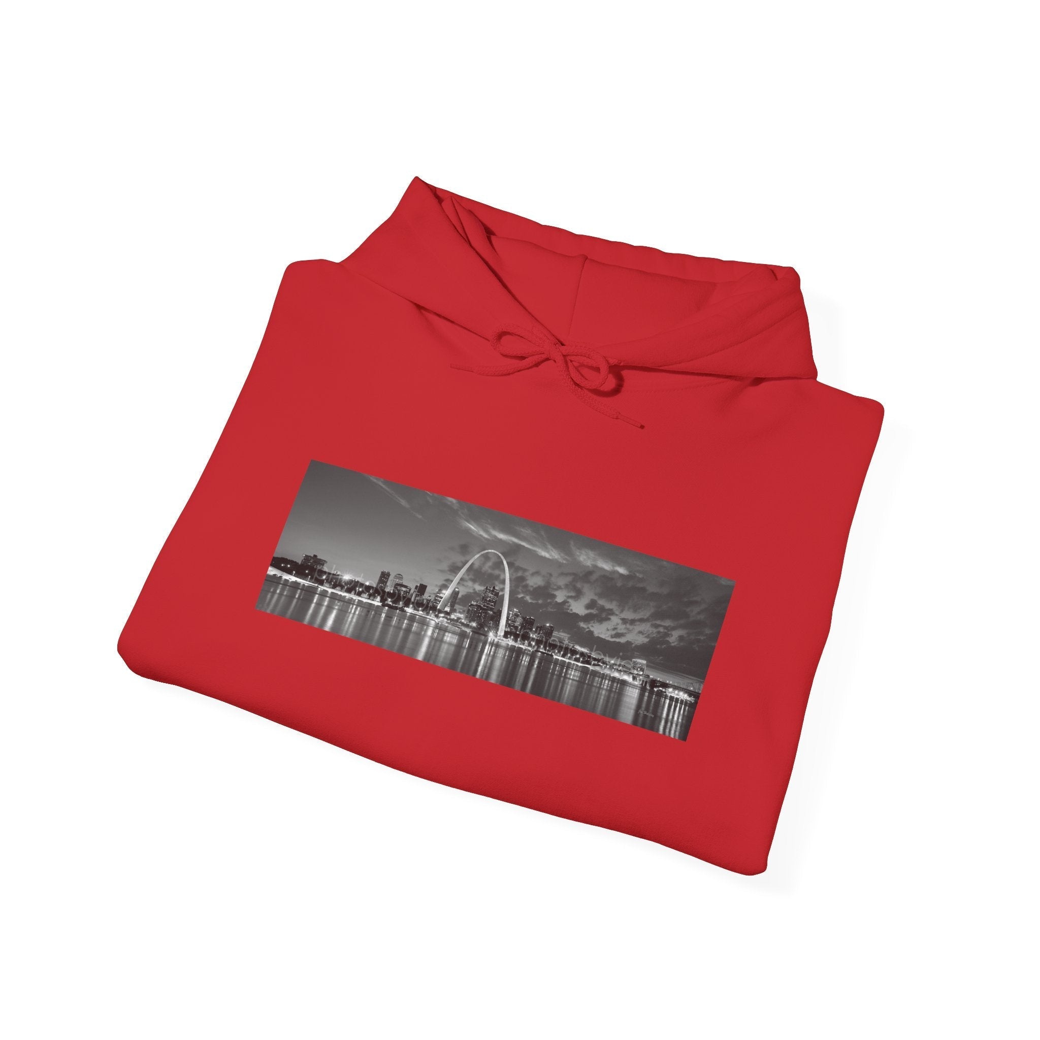 City Skyline Hoodie — Black & White Waterfront Panorama Pullover - 314 Originals
