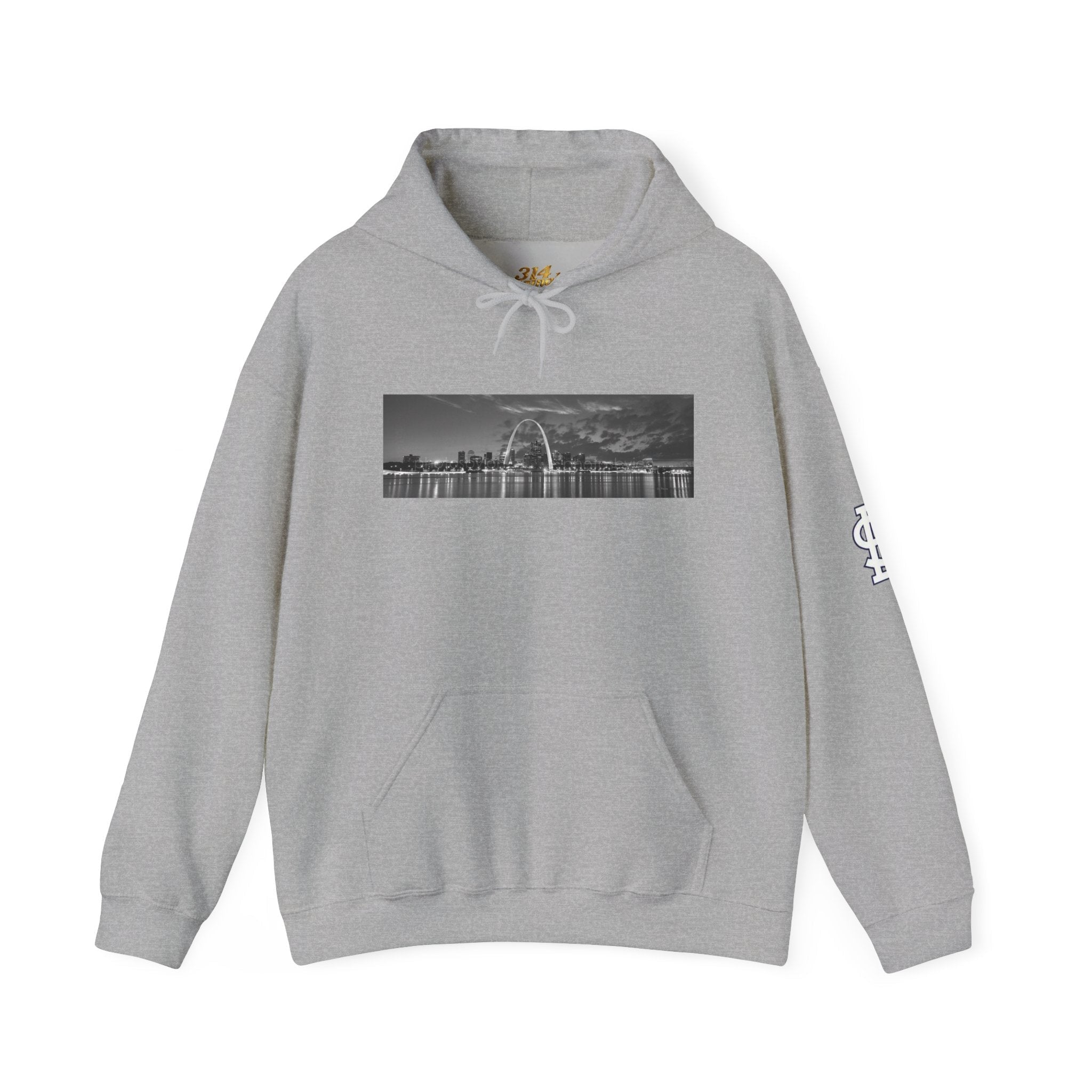 City Skyline Hoodie — Black & White Waterfront Panorama Pullover - 314 Originals