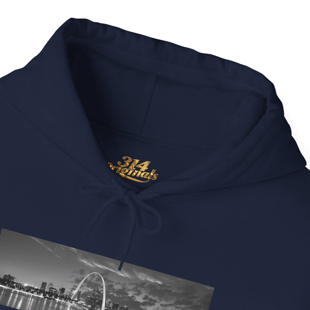 City Skyline Hoodie — Black & White Waterfront Panorama Pullover - 314 Originals