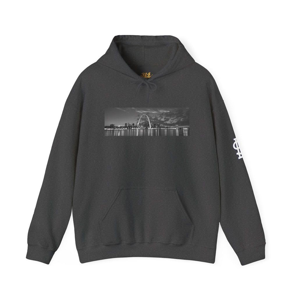 City Skyline Hoodie — Black & White Waterfront Panorama Pullover - 314 Originals