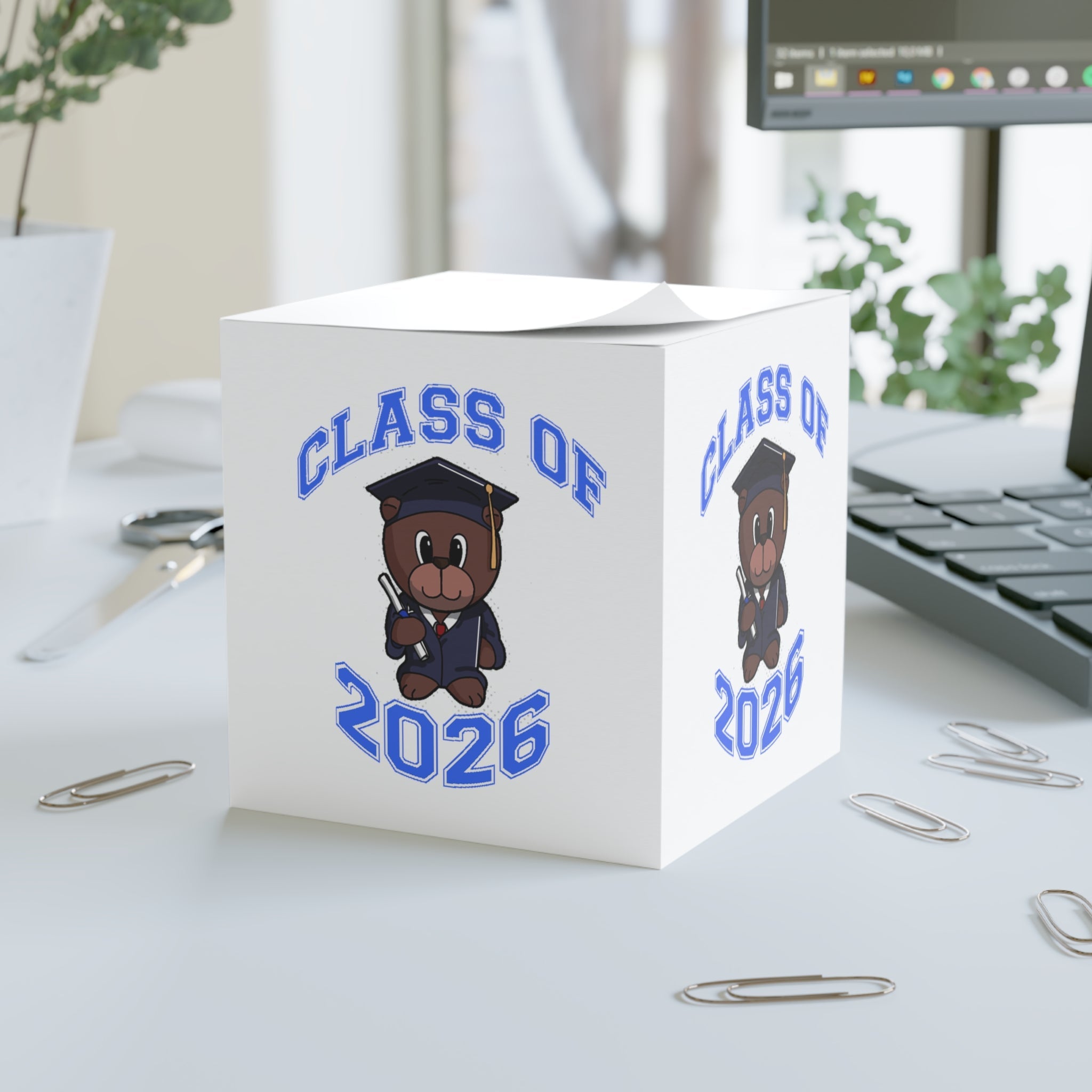 Class of 2026 Graduation Note Cube — Cute Teddy Grad Memo Block - 314 Originals