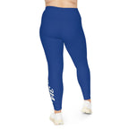 Dark Blue Plus Size Leggings — Subtle Side Script Graphic, Comfortable Everyday Activewear - 314 Originals