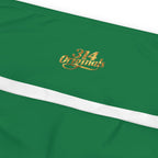 Dark Green Plus Size Leggings — Subtle Side Script Graphic, Comfortable Everyday Activewear - 314 Originals