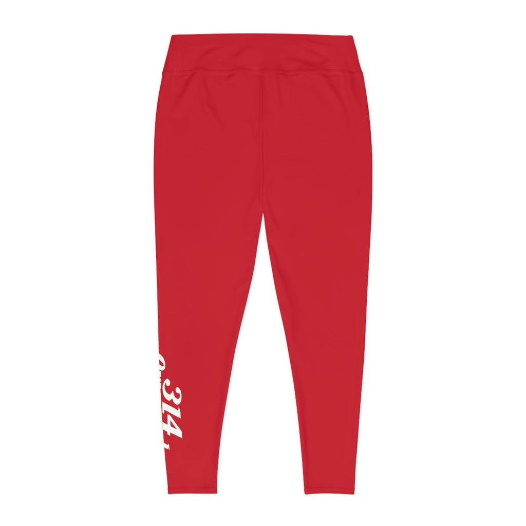 Dark Red Plus Size Leggings — Subtle Side Script Graphic, Comfortable Everyday Activewear - 314 Originals
