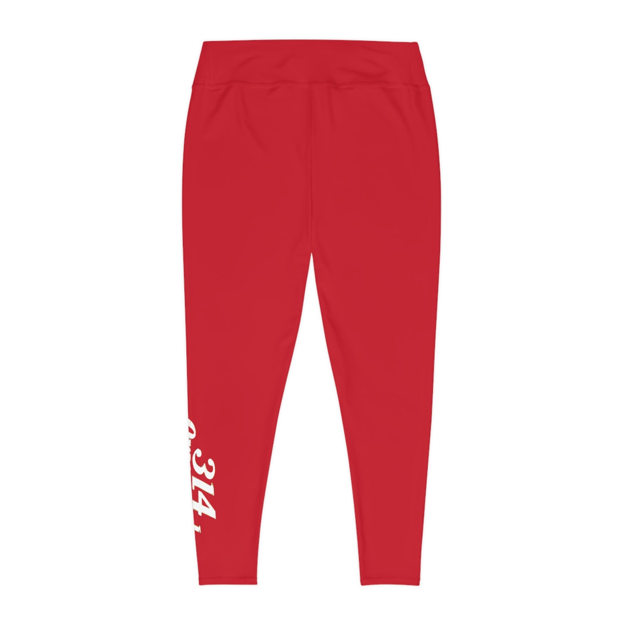 Dark Red Plus Size Leggings — Subtle Side Script Graphic, Comfortable Everyday Activewear - 314 Originals