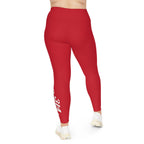 Dark Red Plus Size Leggings — Subtle Side Script Graphic, Comfortable Everyday Activewear - 314 Originals