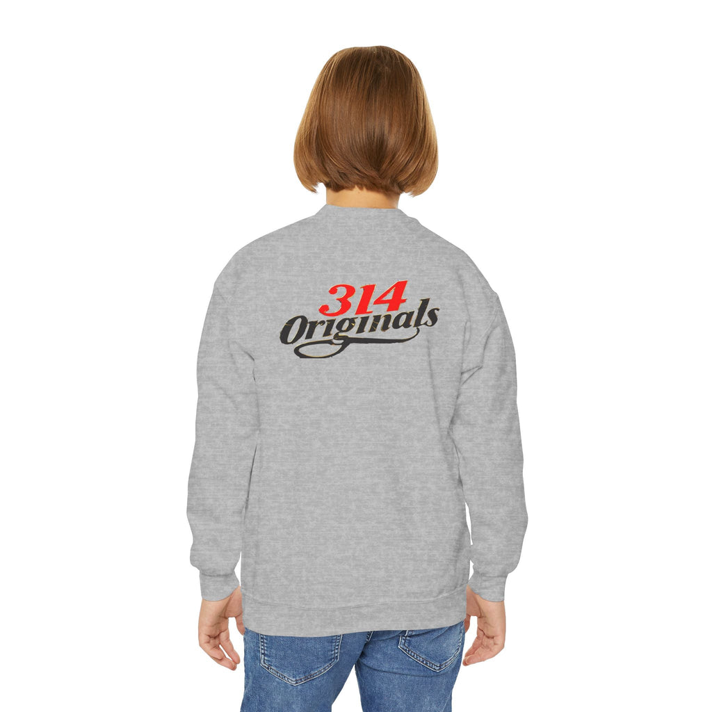"DOPE" Red Varsity Graphic Youth Crewneck Sweatshirt - 314 Originals