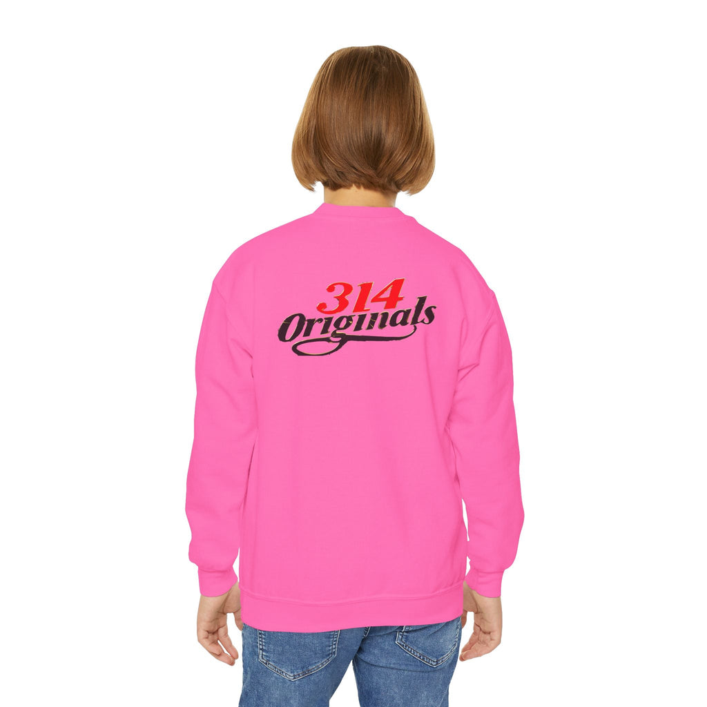 "DOPE" Red Varsity Graphic Youth Crewneck Sweatshirt - 314 Originals