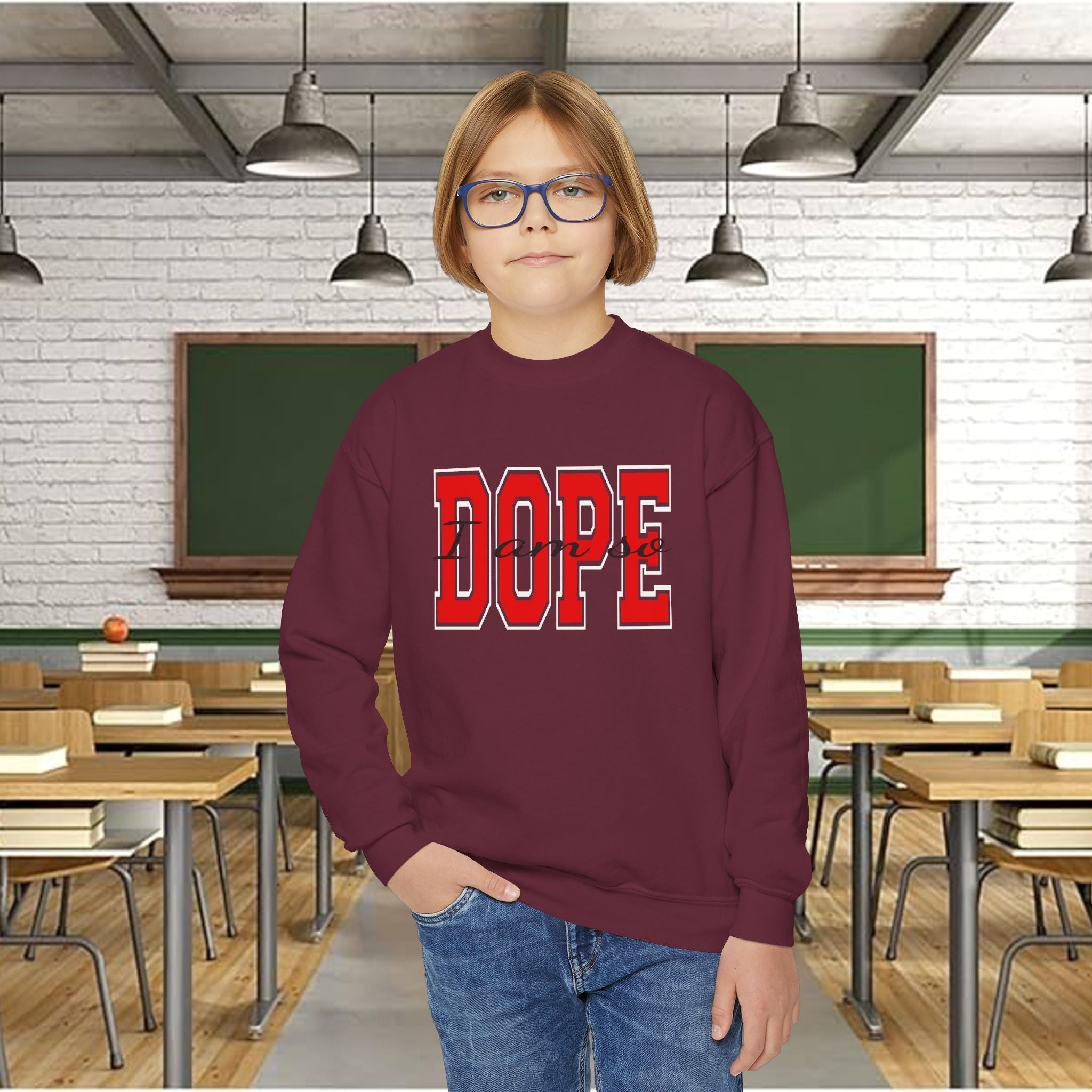 'DOPE' Varsity Graphic Youth Crewneck Sweatshirt - 314 Originals