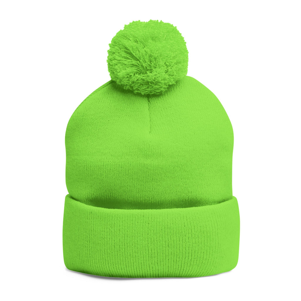 Embroidered Pom-Pom Knit Beanie – Cozy Winter Hat with Small Script Logo - 314 Originals