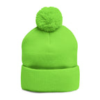 Embroidered Pom-Pom Knit Beanie – Cozy Winter Hat with Small Script Logo - 314 Originals