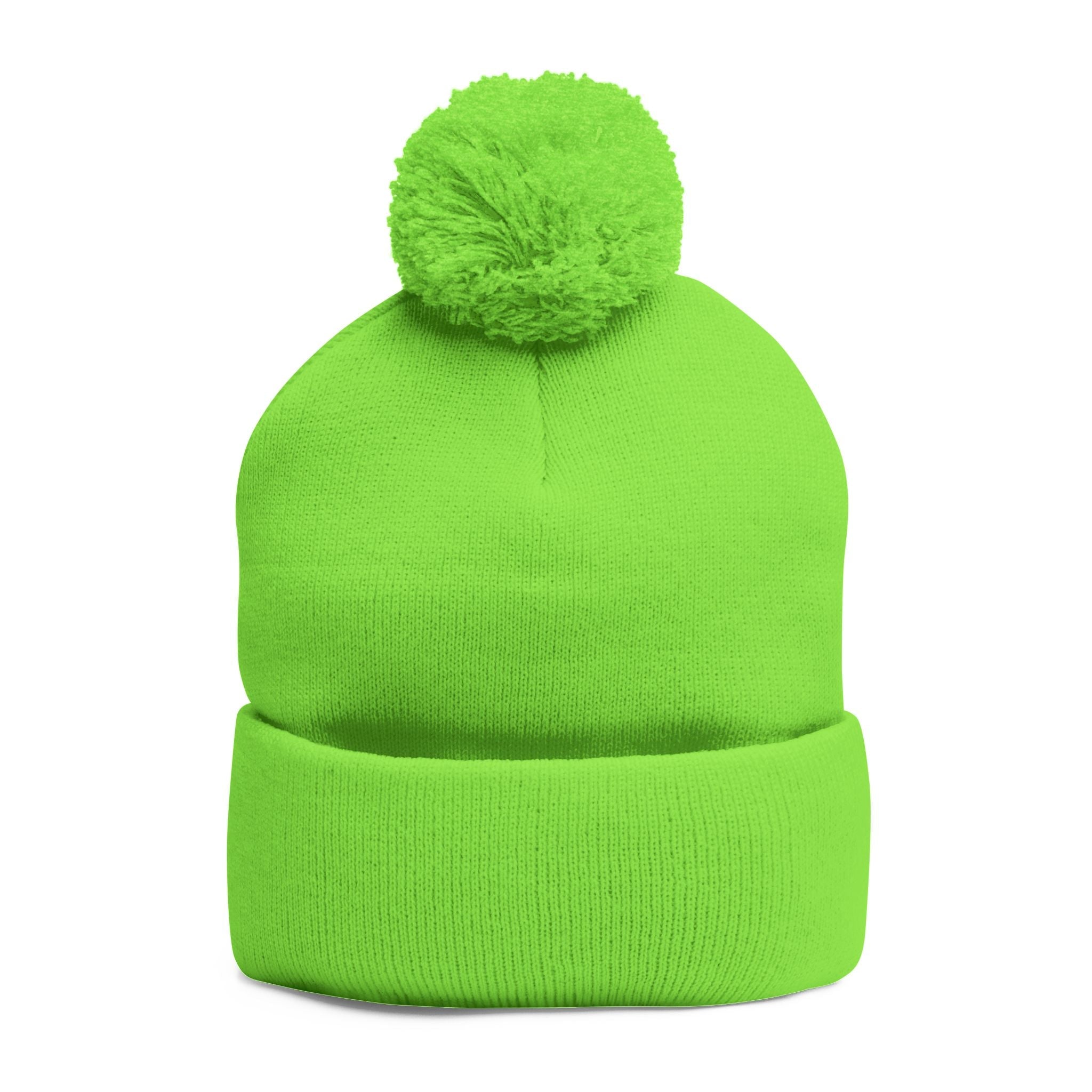 Embroidered Pom-Pom Knit Beanie – Cozy Winter Hat with Small Script Logo - 314 Originals