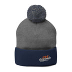 Embroidered Pom-Pom Knit Beanie – Cozy Winter Hat with Small Script Logo - 314 Originals