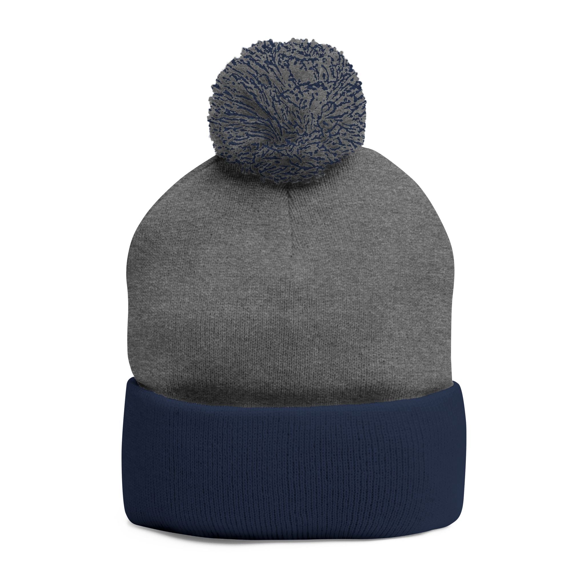 Embroidered Pom-Pom Knit Beanie – Cozy Winter Hat with Small Script Logo - 314 Originals