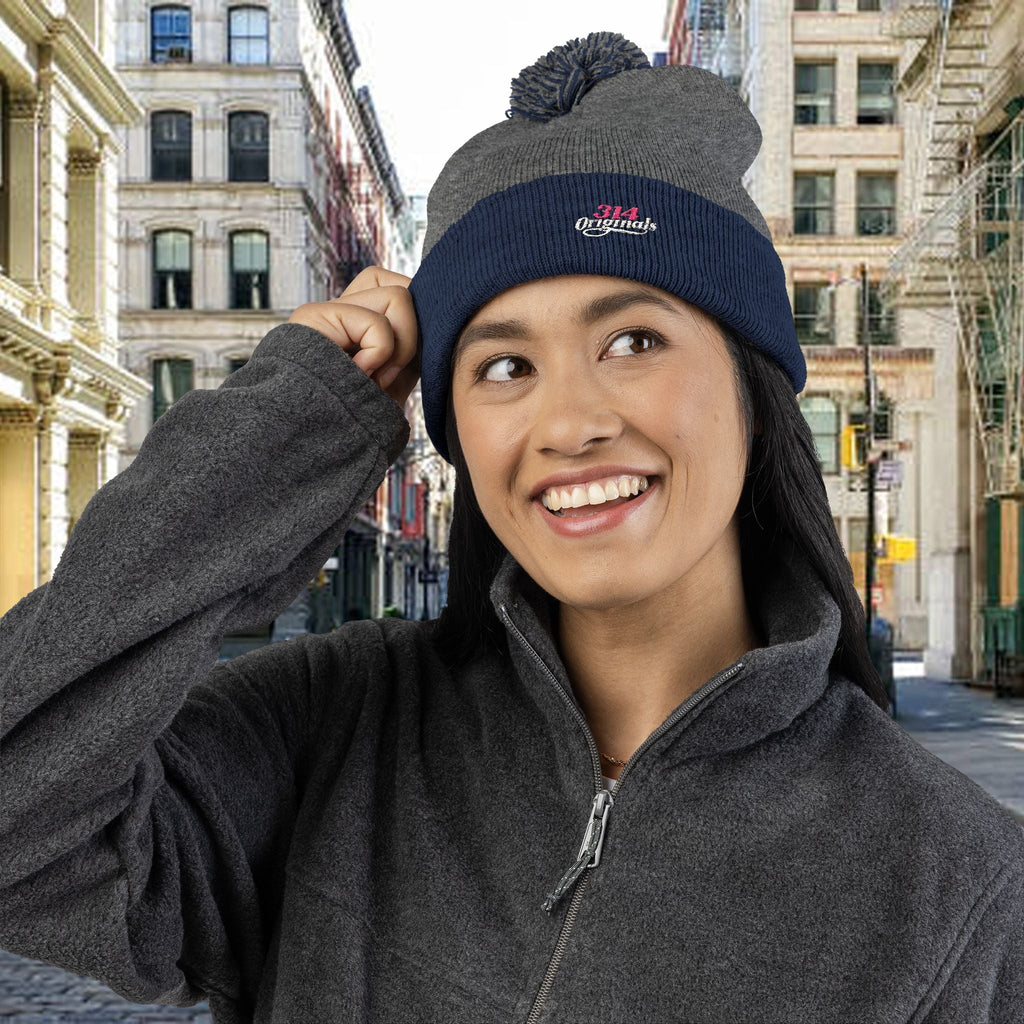 Embroidered Pom-Pom Knit Cap — '314 Originals' Beanie - 314 Originals