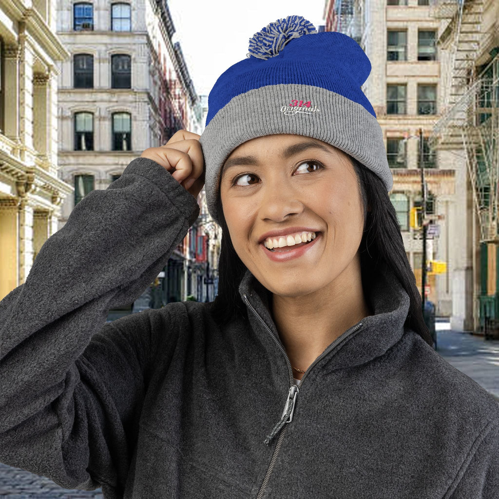 Embroidered Pom-Pom Knit Cap — '314 Originals' Beanie - 314 Originals