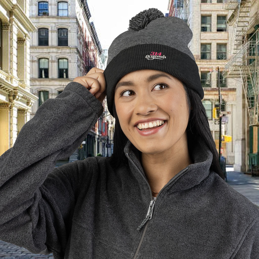 Embroidered Pom-Pom Knit Cap — '314 Originals' Beanie - 314 Originals