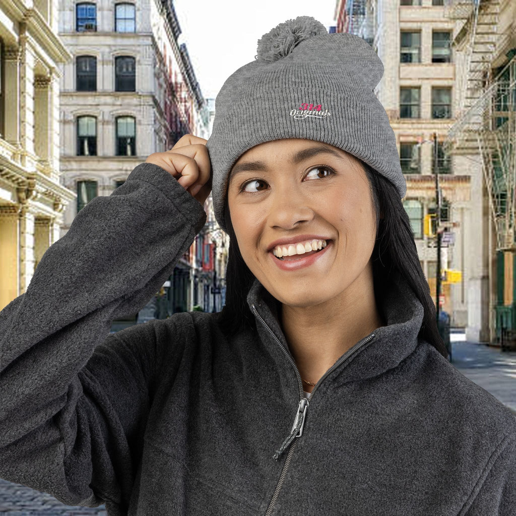 Embroidered Pom-Pom Knit Cap — '314 Originals' Beanie - 314 Originals