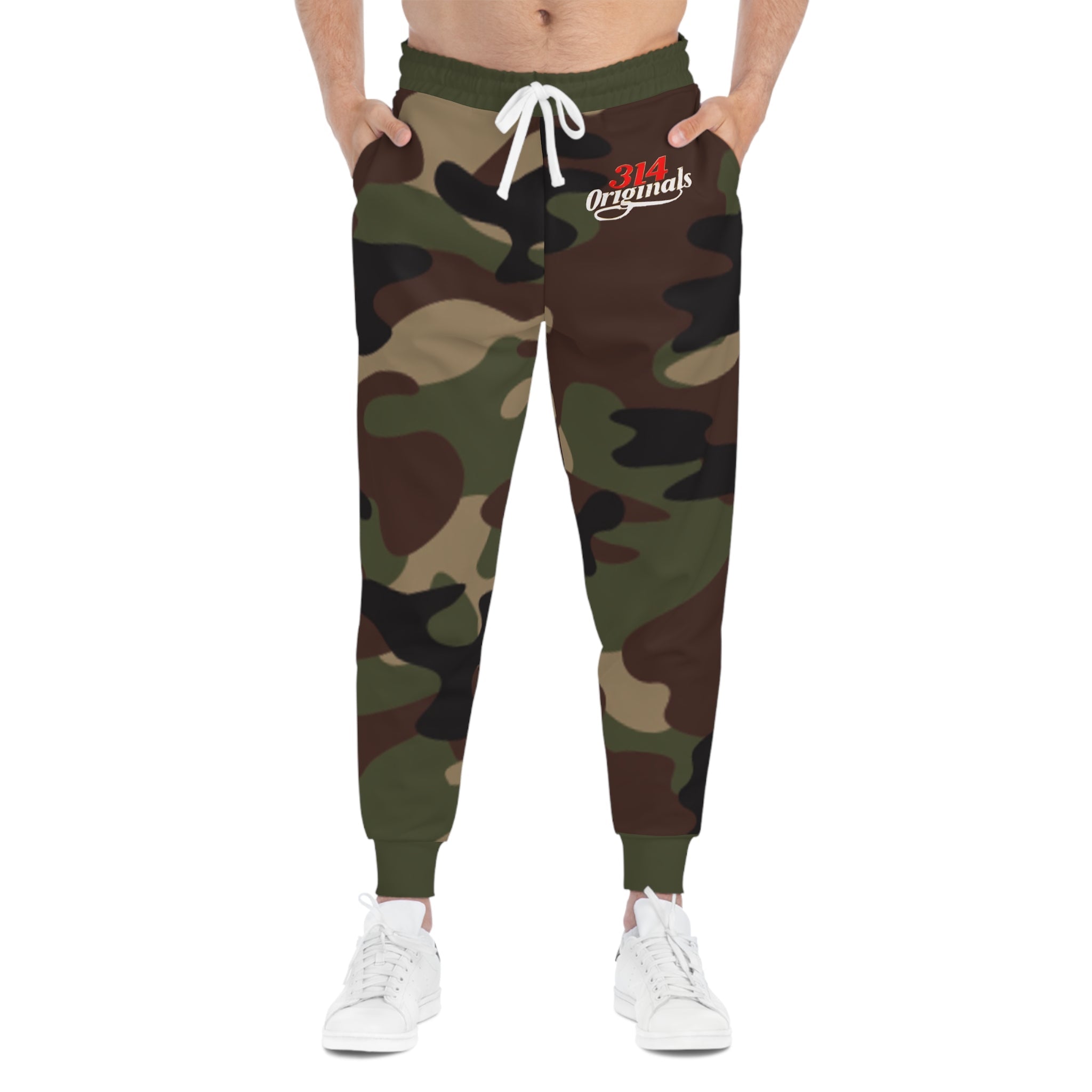 Green Camo 314 Originals Athletic Joggers – Retro Script Logo Sweatpants - 314 Originals