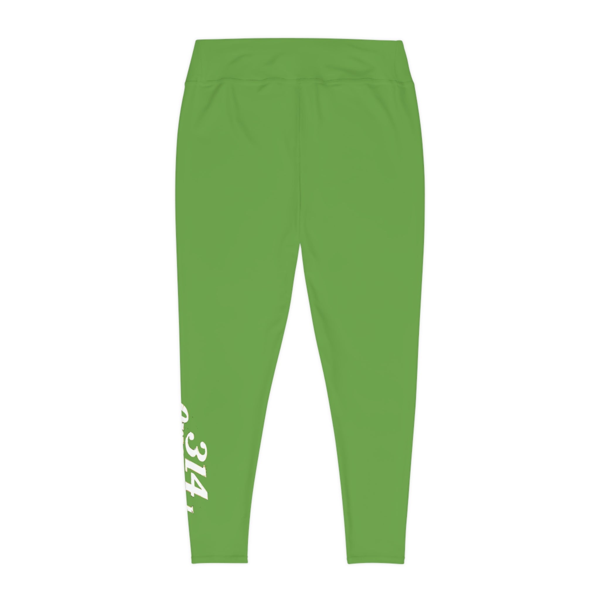 Green Plus Size Leggings — Subtle Side Script Graphic, Comfortable Everyday Activewear - 314 Originals