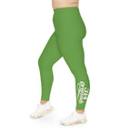 Green Plus Size Leggings — Subtle Side Script Graphic, Comfortable Everyday Activewear - 314 Originals