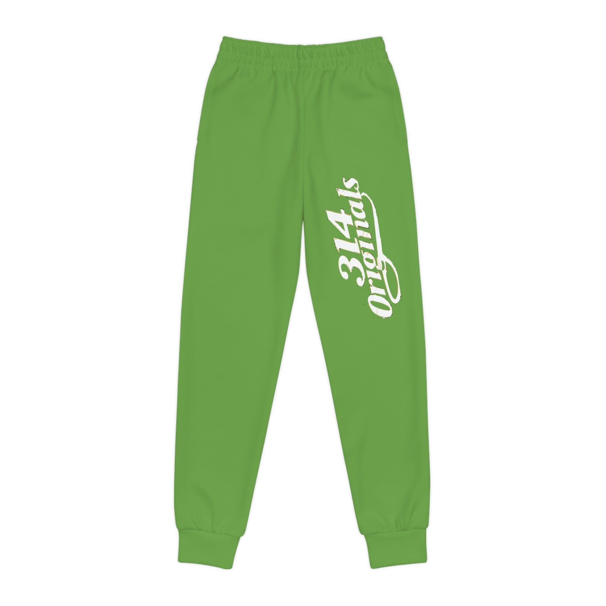 Green Youth Joggers with 314 Originals Side Graphic — Kids Athletic Sweatpants - 314 Originals