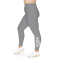 Grey Plus Size Leggings — Subtle Side Script Graphic, Comfortable Everyday Activewear - 314 Originals