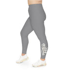 Grey Plus Size Leggings — Subtle Side Script Graphic, Comfortable Everyday Activewear - 314 Originals