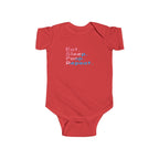 Infant Bodysuit - "Eat. Sleep. Poop. Repeat." Cute Baby Onesie (Pink & Blue Text) - 314 Originals