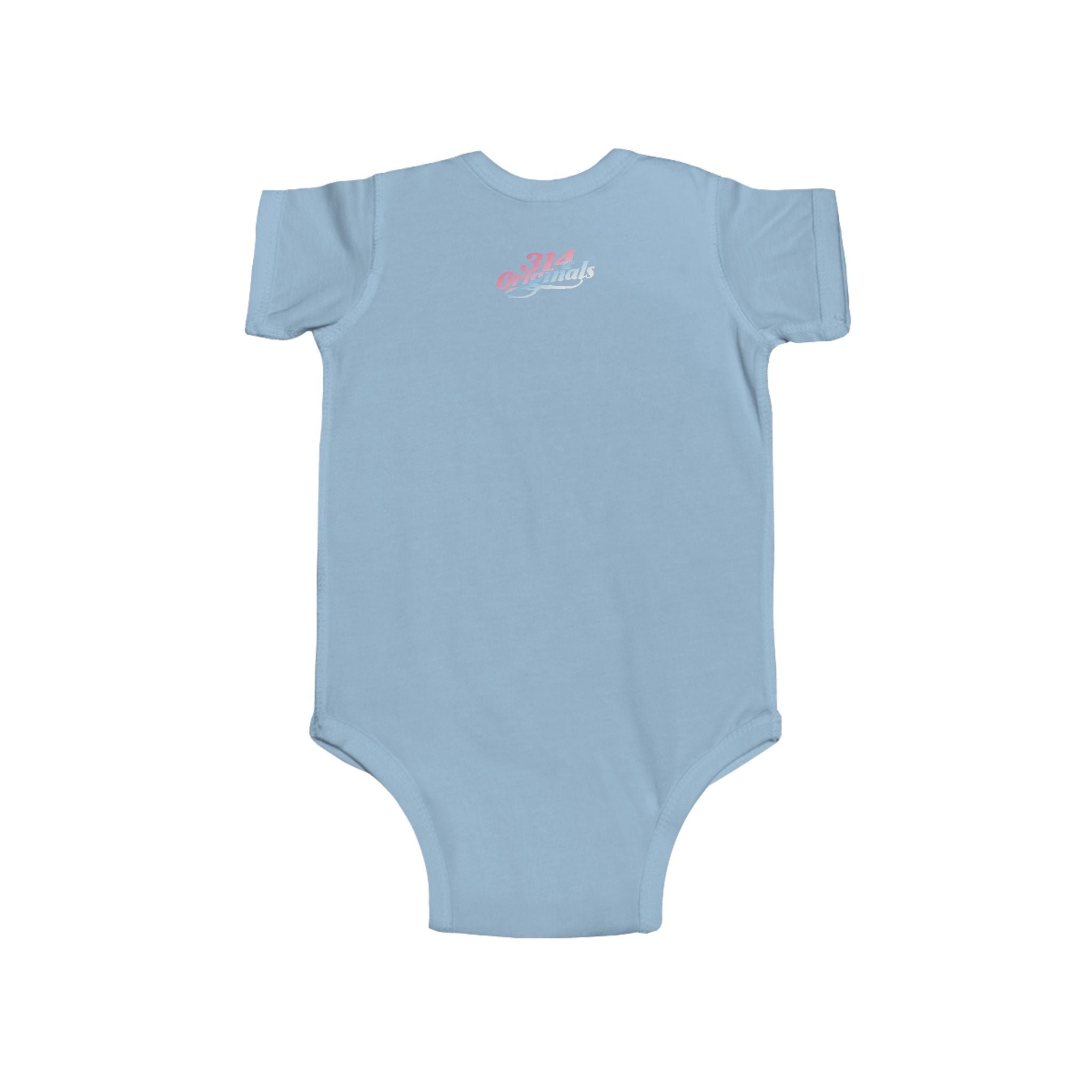 Infant Bodysuit - "Eat. Sleep. Poop. Repeat." Cute Baby Onesie (Pink & Blue Text) - 314 Originals