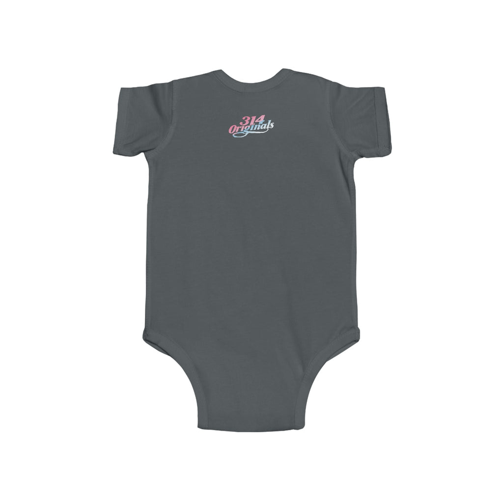 Infant Bodysuit - "Eat. Sleep. Poop. Repeat." Cute Baby Onesie (Pink & Blue Text) - 314 Originals