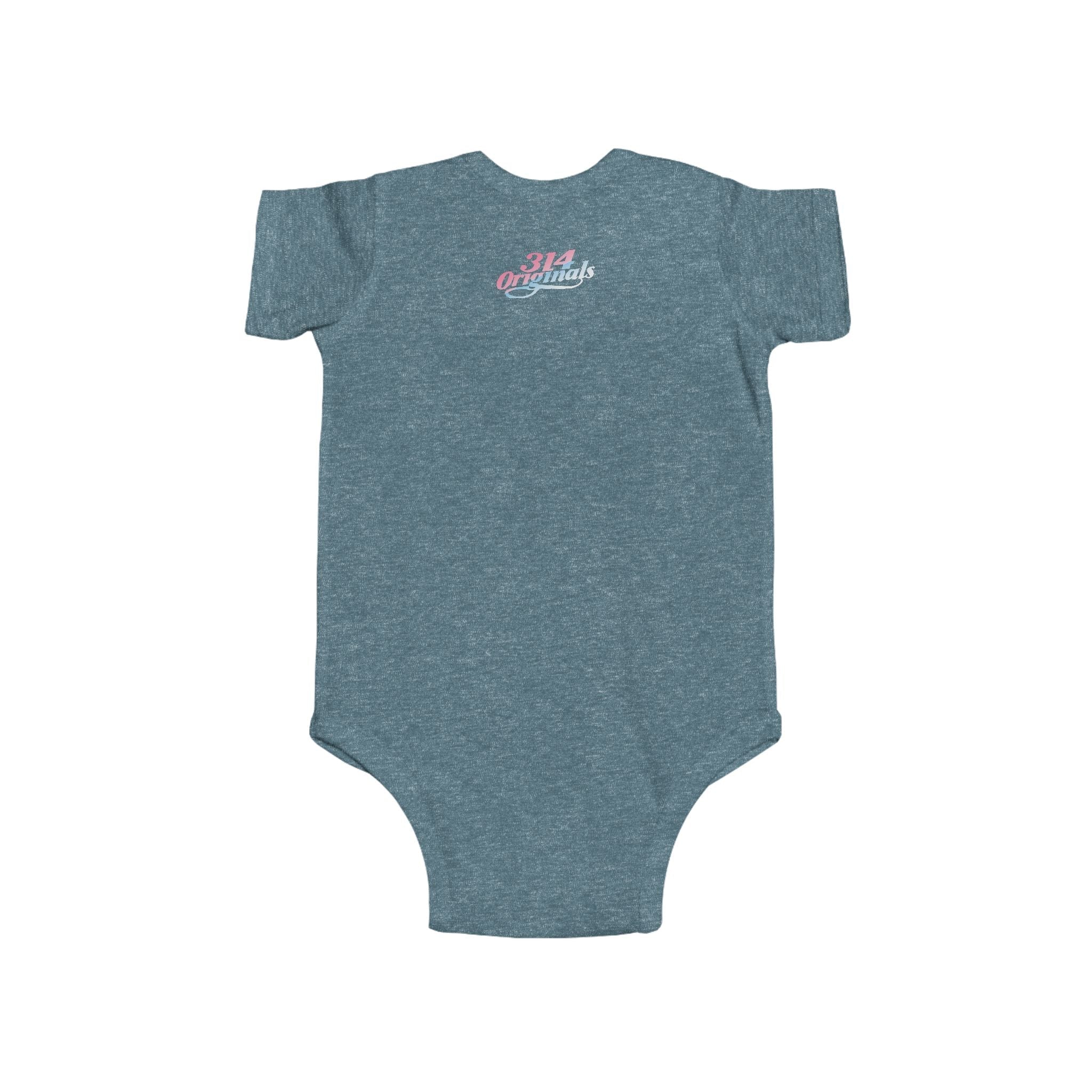 Infant Bodysuit - "Eat. Sleep. Poop. Repeat." Cute Baby Onesie (Pink & Blue Text) - 314 Originals