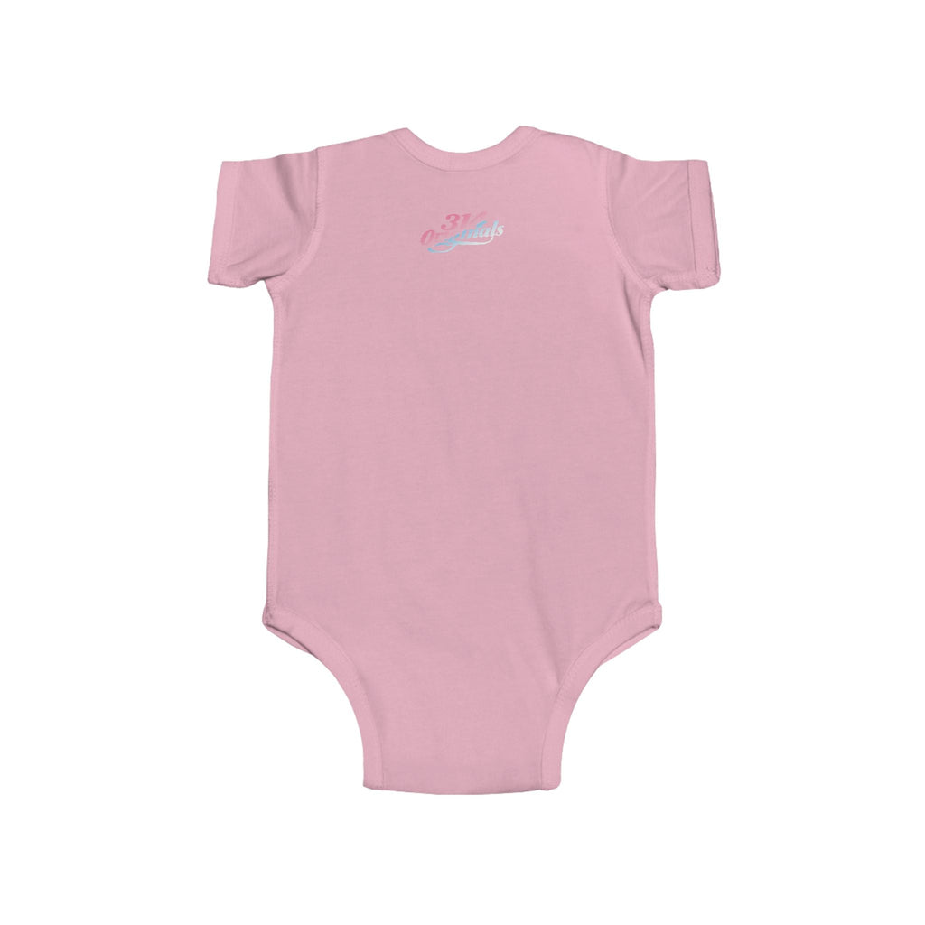 Infant Bodysuit - "Eat. Sleep. Poop. Repeat." Cute Baby Onesie (Pink & Blue Text) - 314 Originals