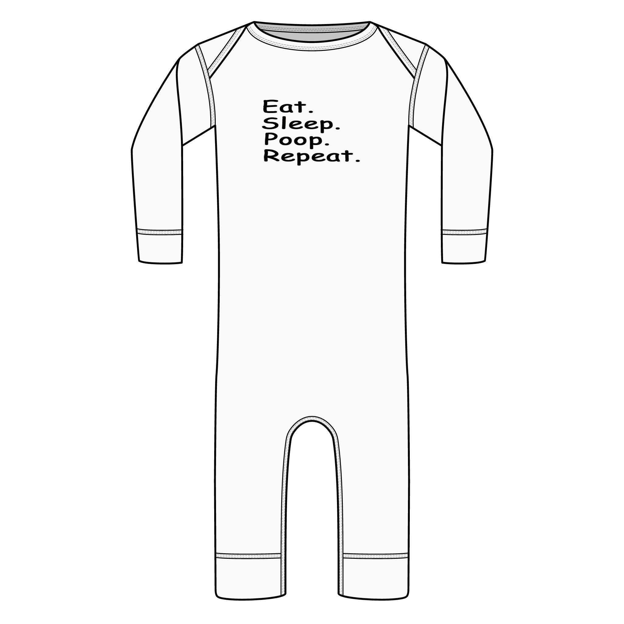 Infant Bodysuit "Eat. Sleep. Poop. Repeat." — Long-Leg Rib Baby Romper - 314 Originals
