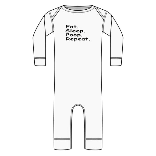 Infant Bodysuit "Eat. Sleep. Poop. Repeat." — Long-Leg Rib Baby Romper - 314 Originals