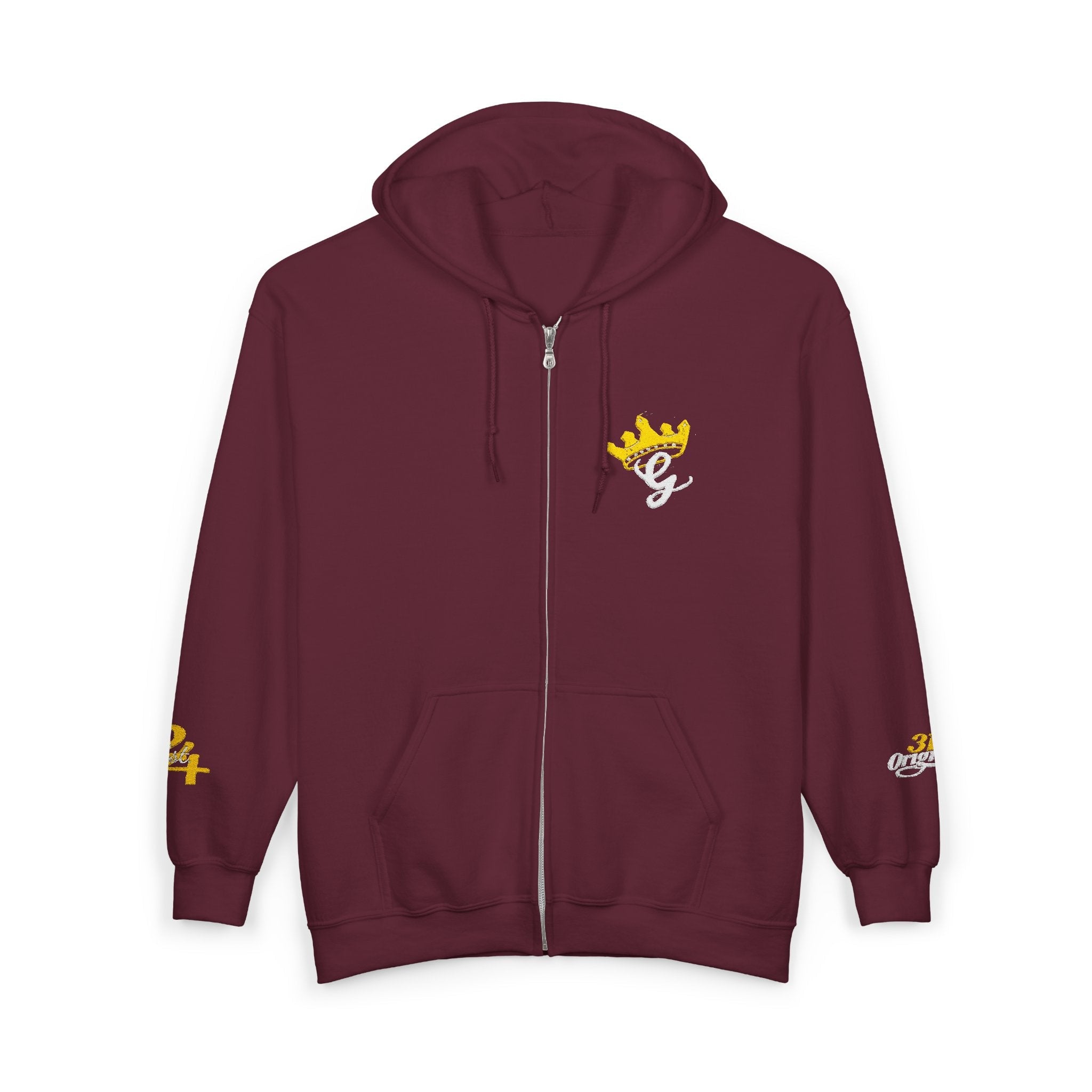 King's Gear Zip Hoodie — Full‑Zip with Gold Crown Emblem - 314 Originals