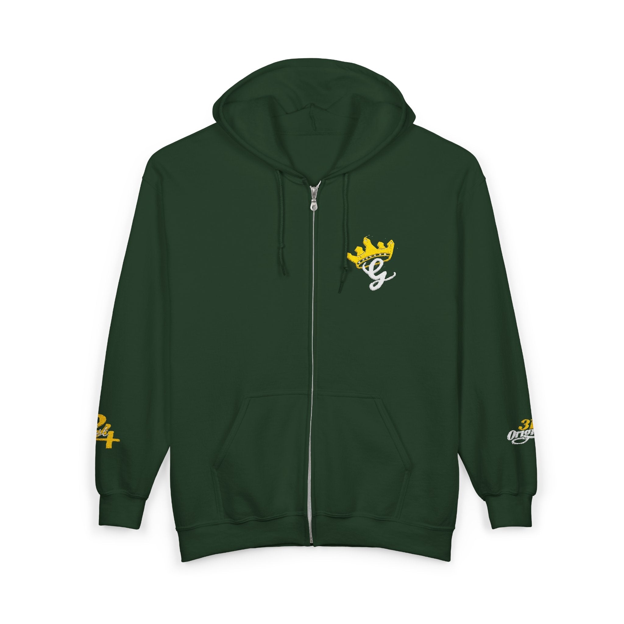 King's Gear Zip Hoodie — Full‑Zip with Gold Crown Emblem - 314 Originals
