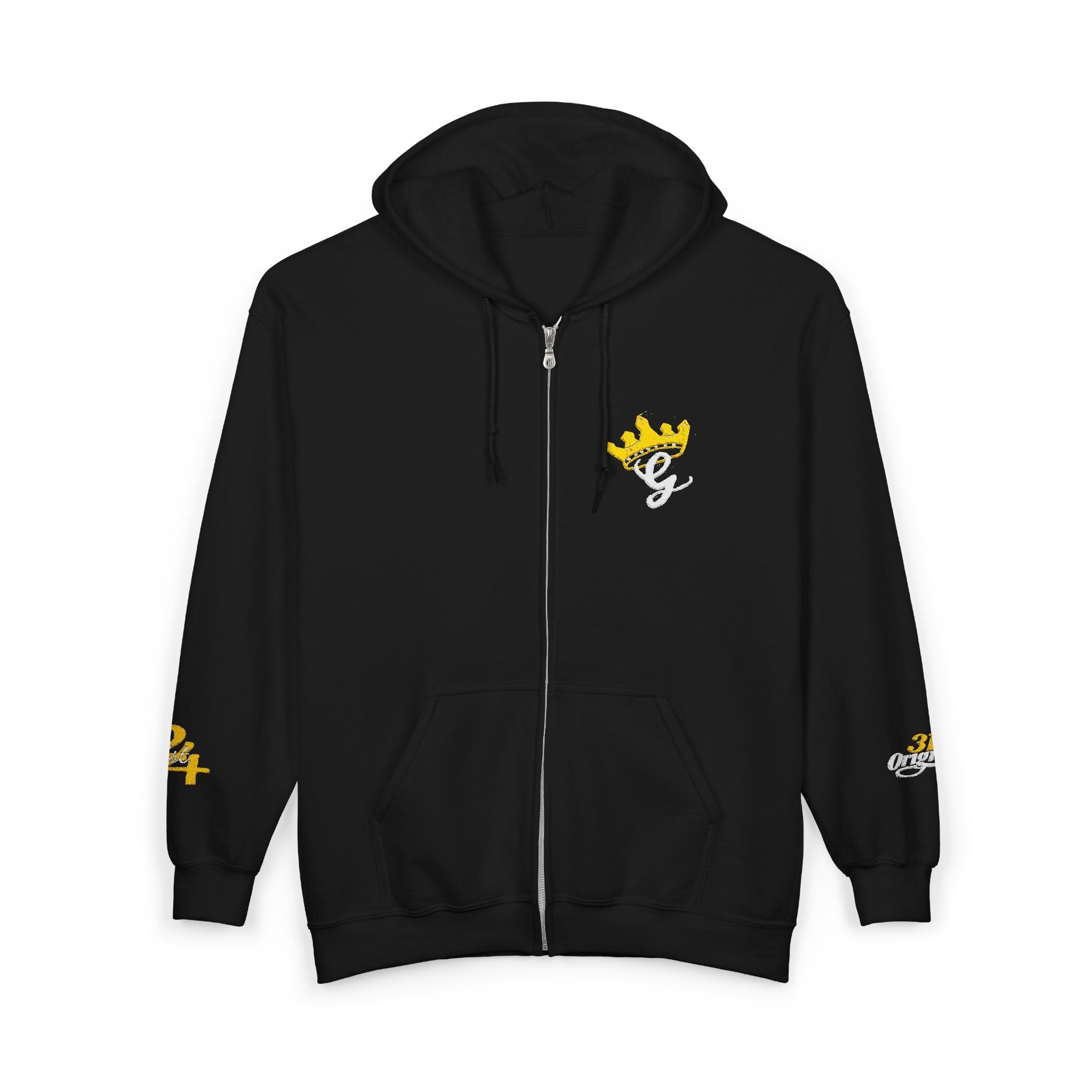 King's Gear Zip Hoodie — Full‑Zip with Gold Crown Emblem - 314 Originals