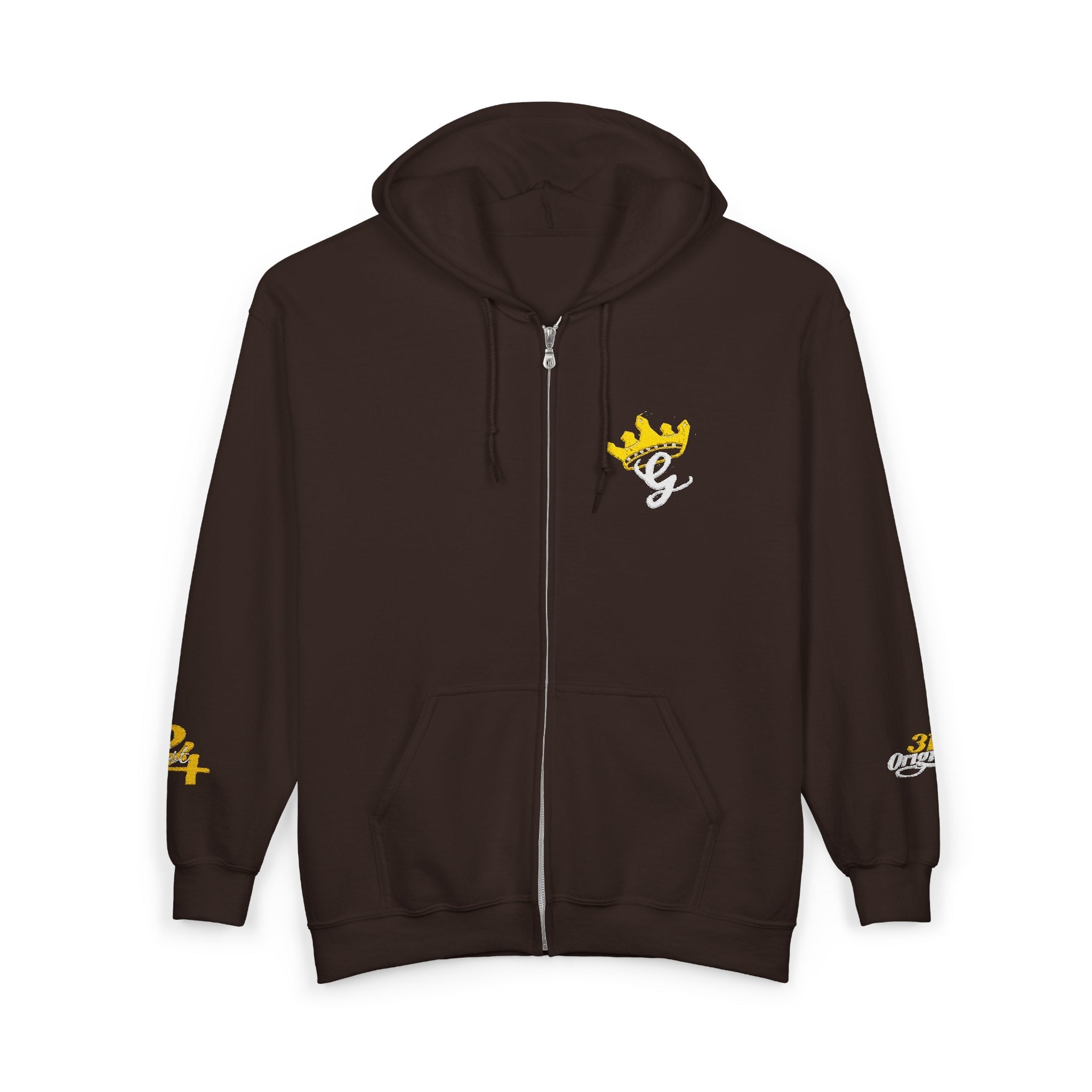 King's Gear Zip Hoodie — Full‑Zip with Gold Crown Emblem - 314 Originals